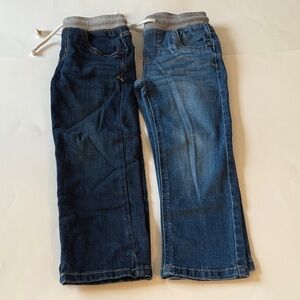 Cat & Jack Kids Blue Denim Jeans with Gray Waistband - Light & Dark Wash - 4T